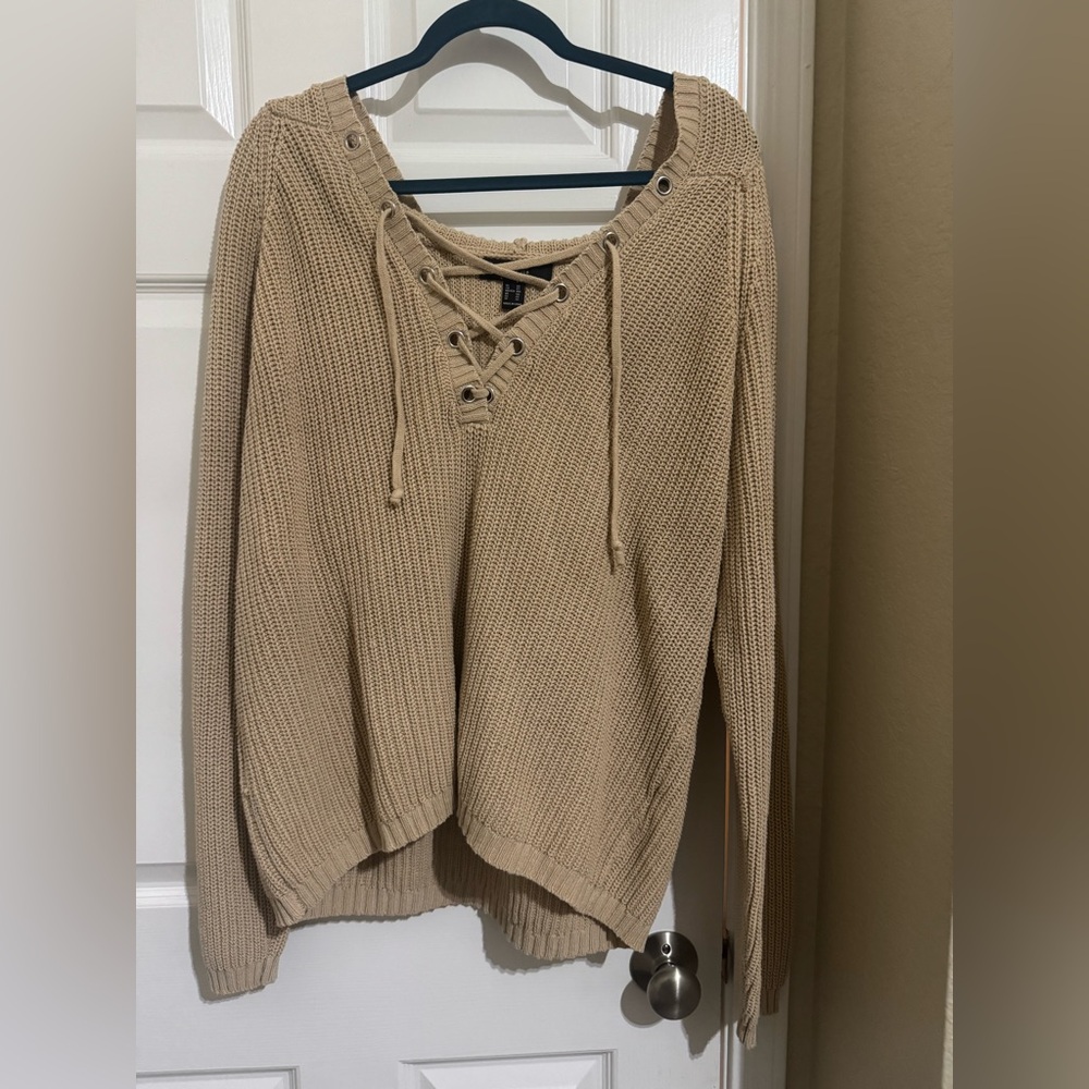 Forever 21 plus size tan knit hoodie